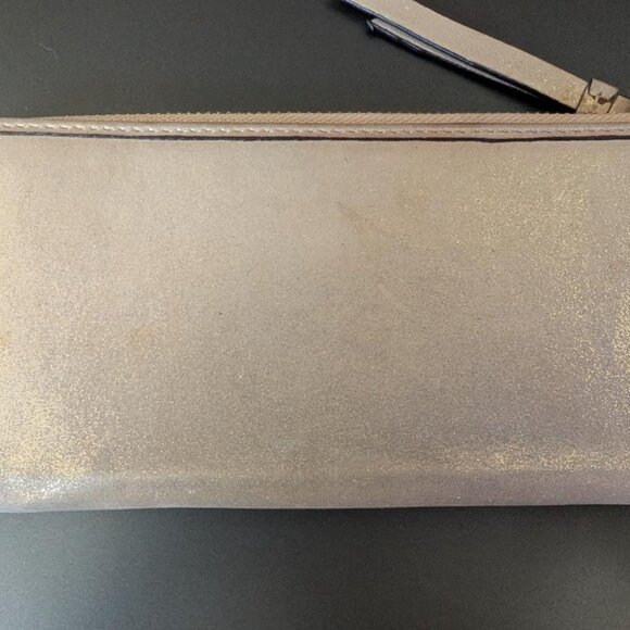 COACH POPPY CREAM GOLD SHIMMER LEATHER LONG WALLET - Picture 2 of 14